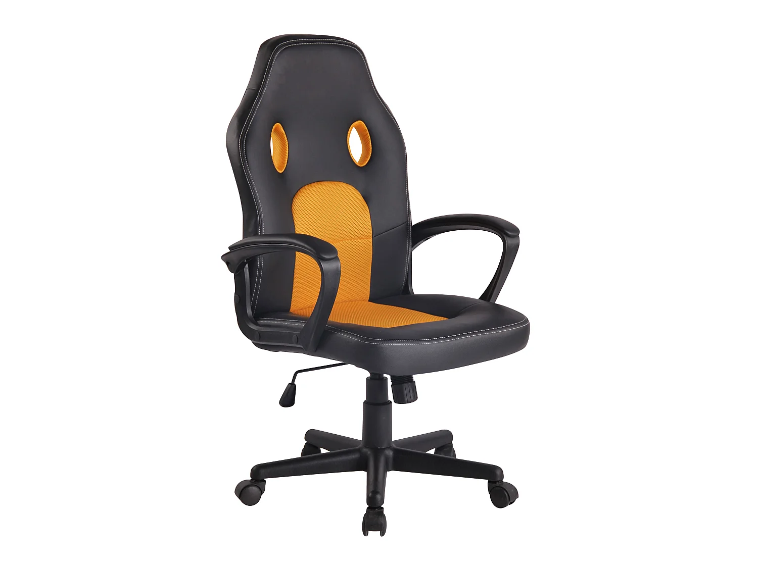 Chaise de bureau - Similicuir & Chrome - Noir / Jaune - Elbing
