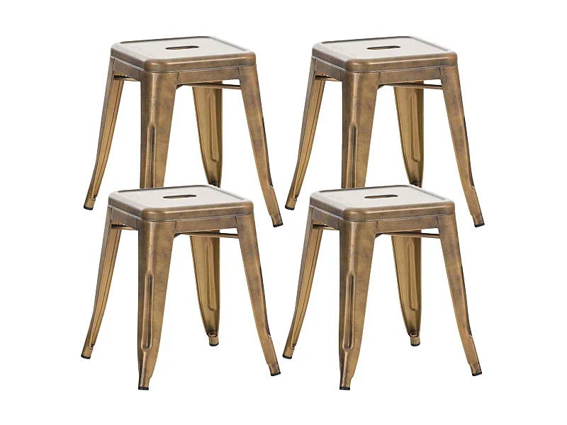 Lot de 4  Tabouret - Métal & Métal - Or - Armin
