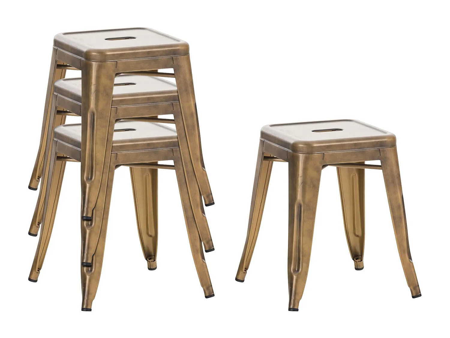 Lot de 4  Tabouret - Métal & Métal - Or - Armin