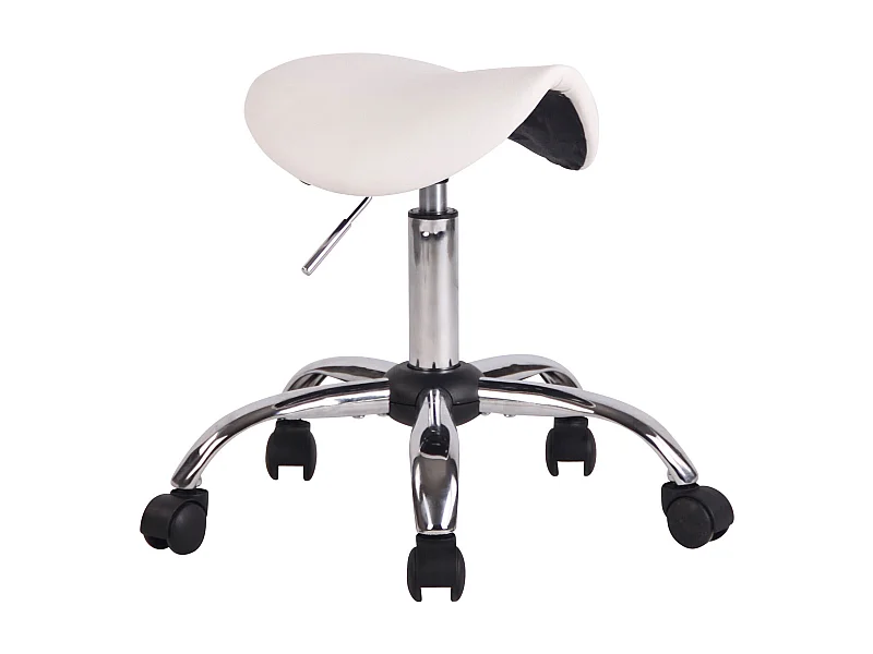 Tabouret - Similicuir & Métal chromé - Blanc - Augsburg