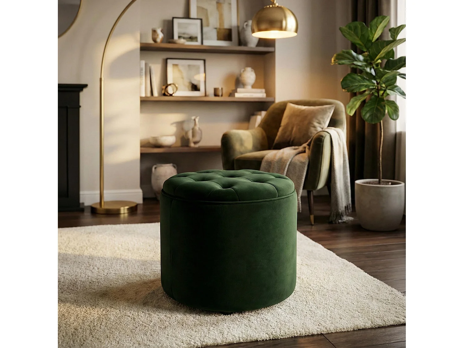 Tabouret - Velours & Nature - Vert - Pantin