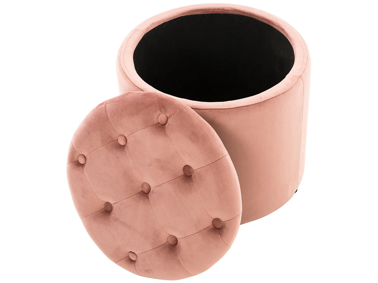 Sitzhocker - Samt & weiß - pink - Pantin