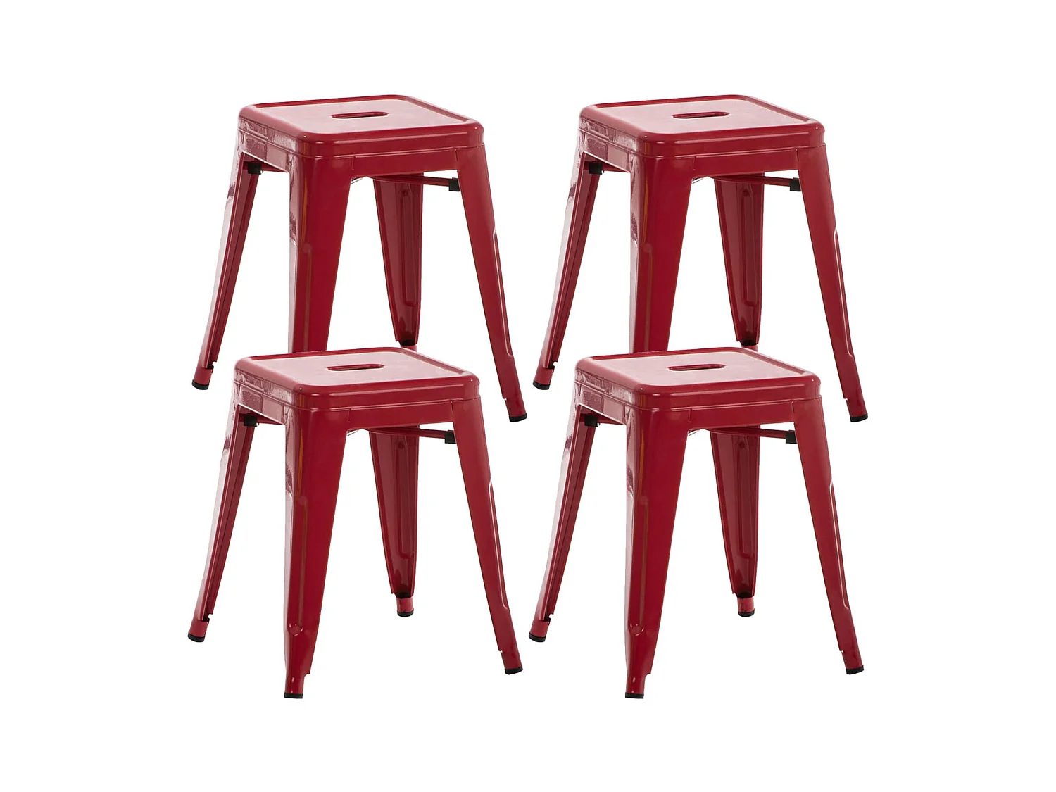 Lot de 4  Tabouret - Métal & Métal - Rouge - Armin