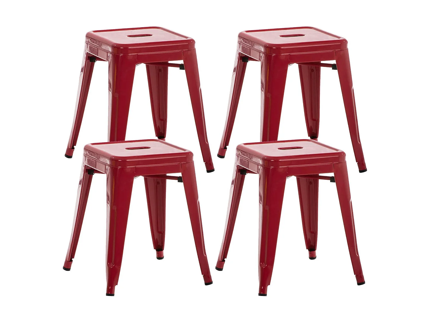 Lot de 4  Tabouret - Métal & Métal - Rouge - Armin