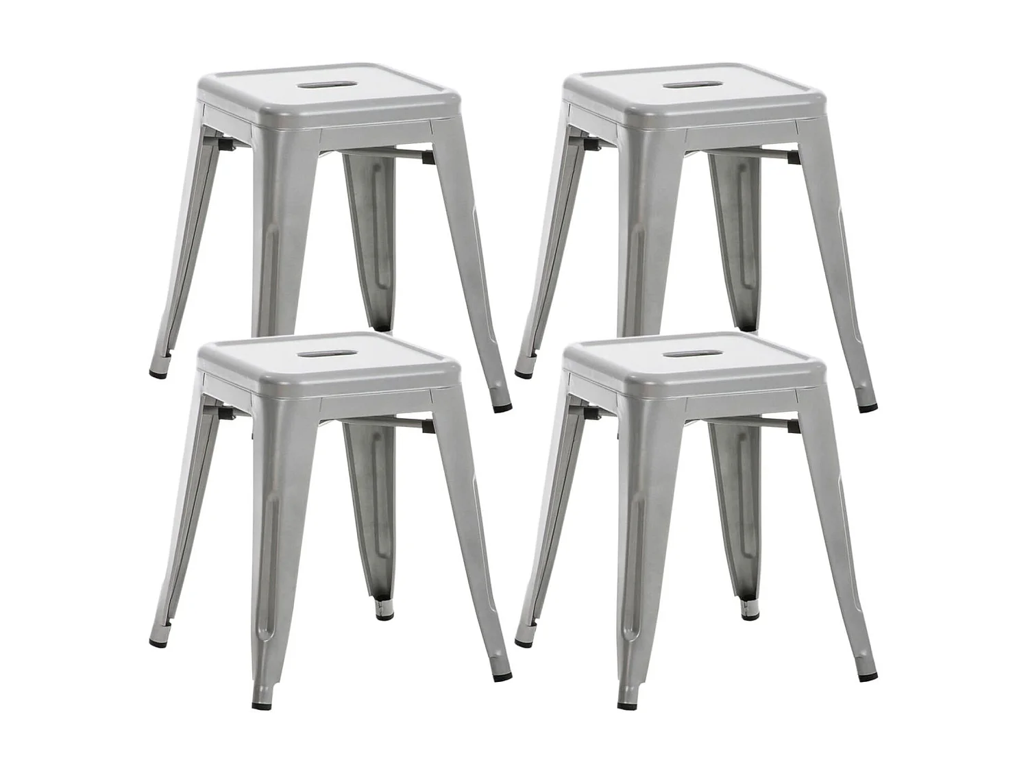 Lot de 4  Tabouret - Métal & Métal - Argent - Armin