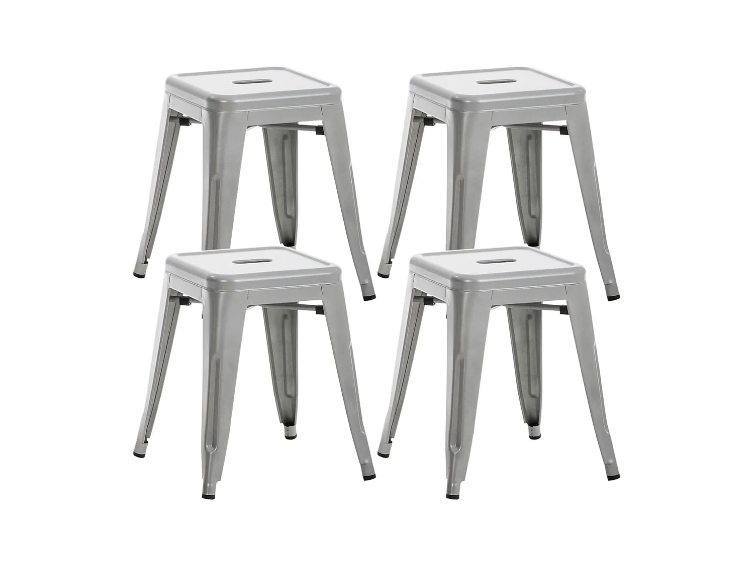 Lot de 4  Tabouret - Métal & Métal - Argent - Armin