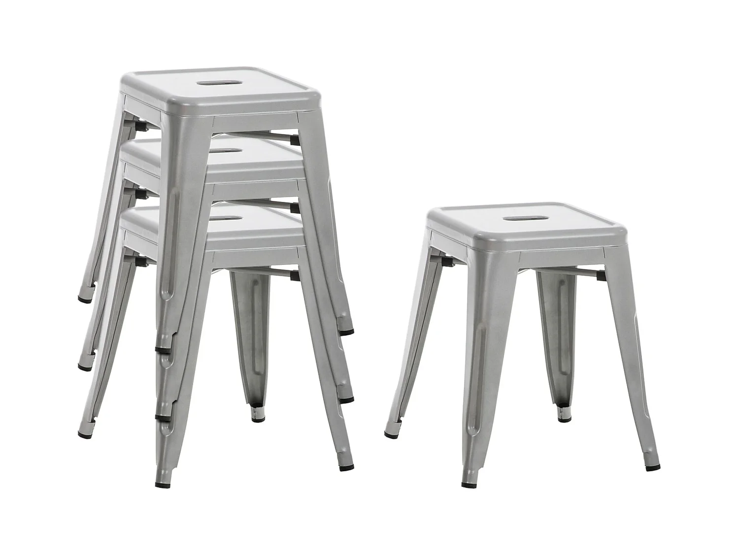 Set van 4  Kruk - Metalen & Metaal - zilver - Armin