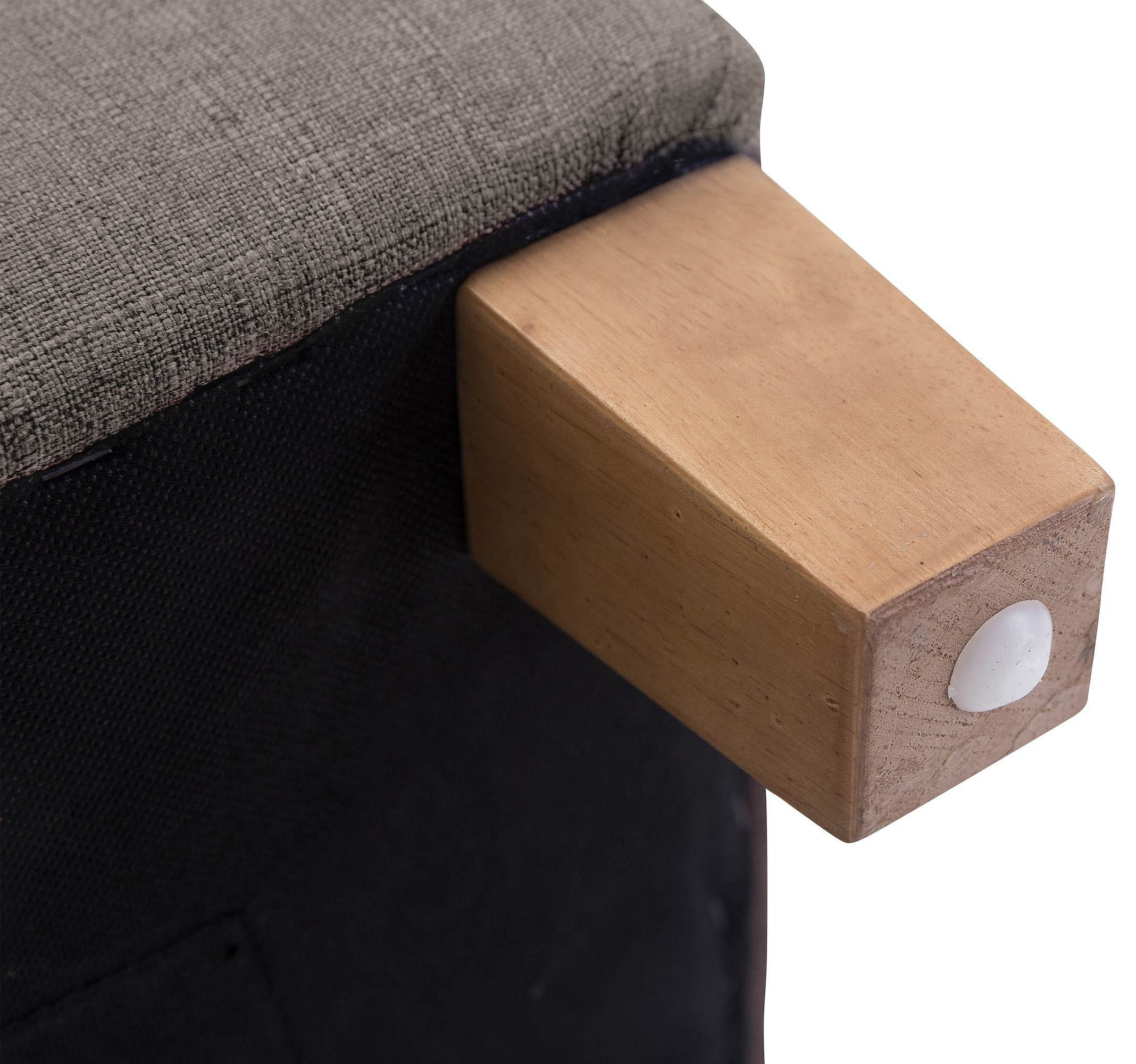 Sitzhocker Stoff Holz Taupe Pharao
