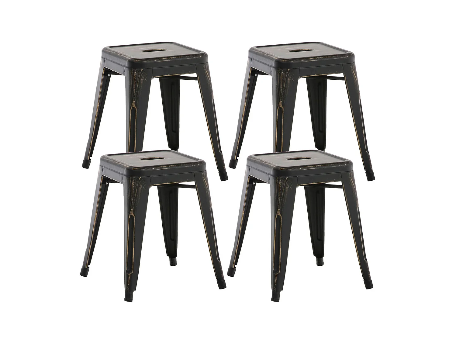 Lot de 4  Tabouret - Métal & Métal - Noir-Or - Armin