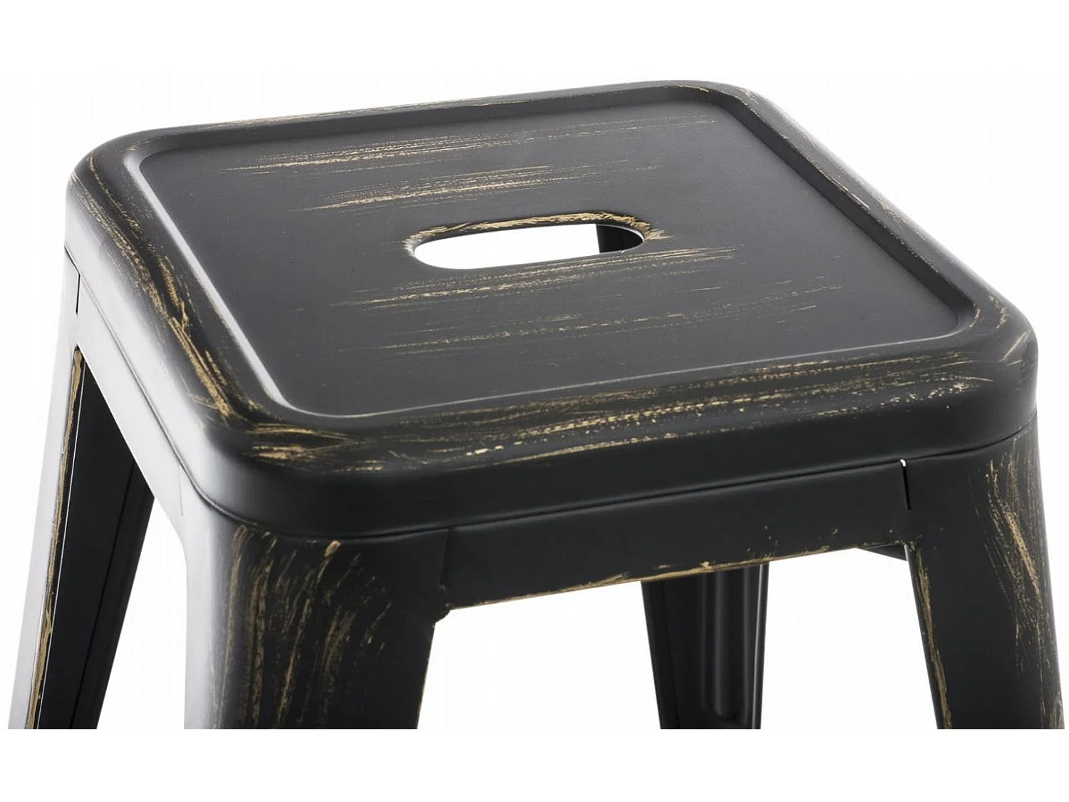 Lot de 4  Tabouret - Métal & Métal - Noir-Or - Armin