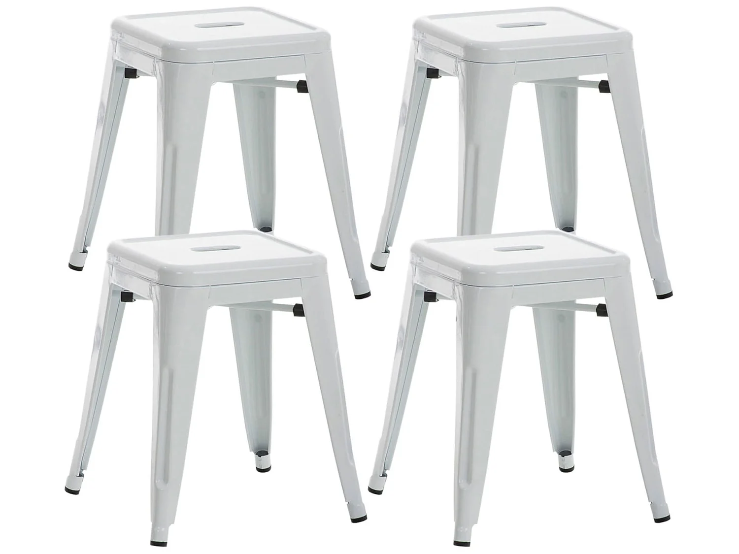 Lot de 4  Tabouret - Métal & Métal - Blanc - Armin