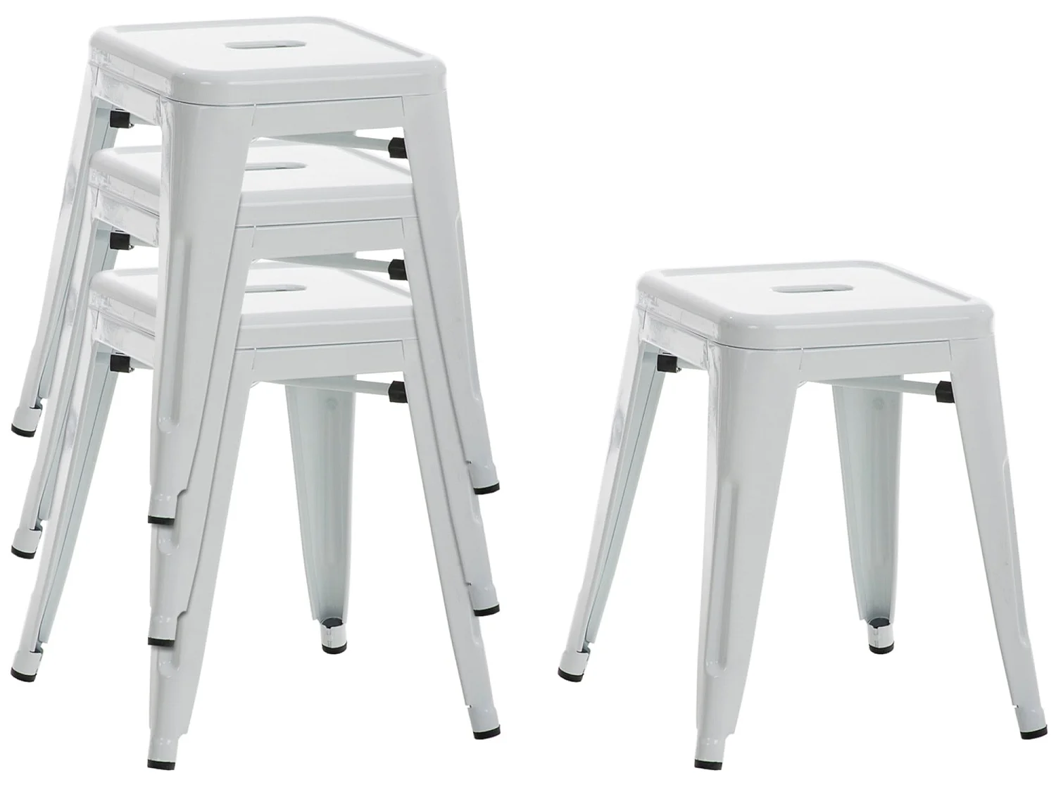 Lot de 4  Tabouret - Métal & Métal - Blanc - Armin