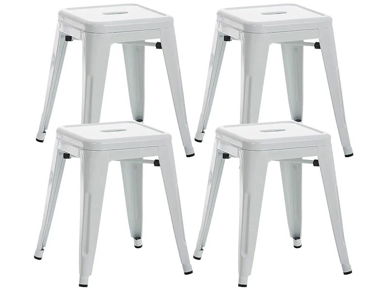 Lot de 4  Tabouret - Métal & Métal - Blanc - Armin