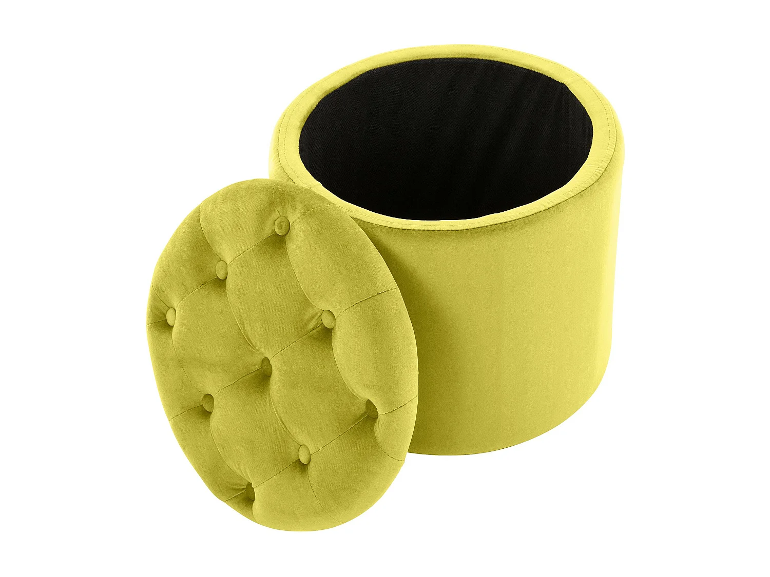 Tabouret - Velours & Blanc - Jaune - Pantin