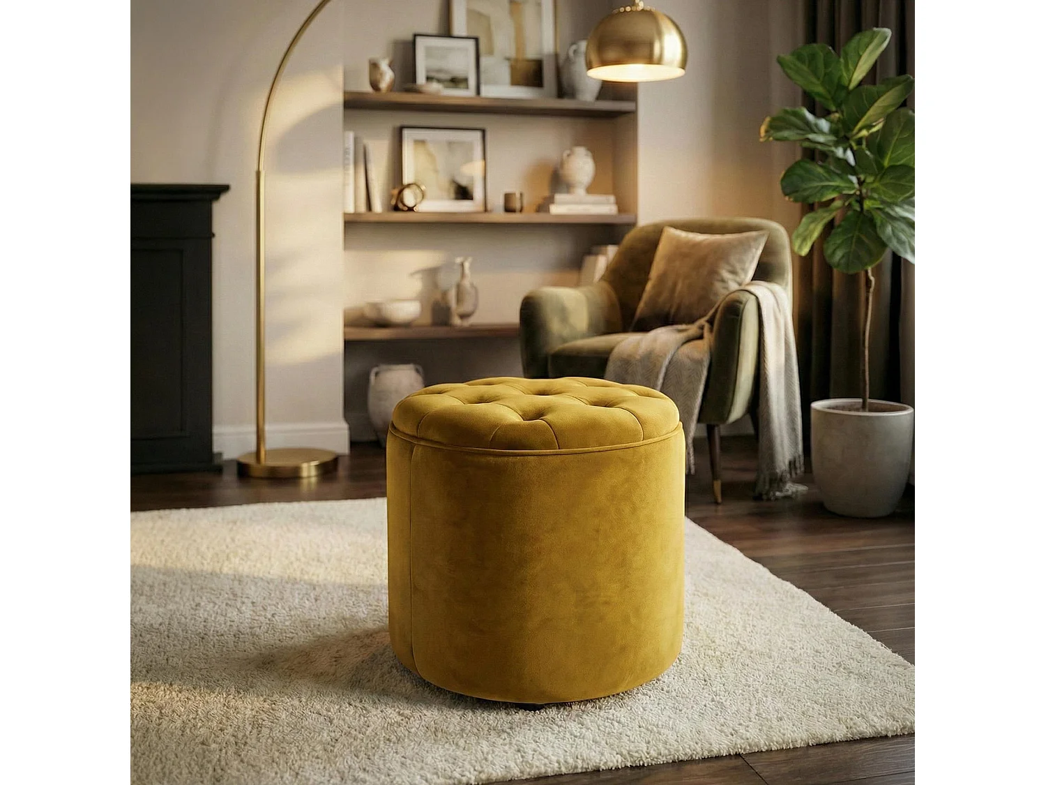 Tabouret - Velours & Nature - Jaune - Pantin