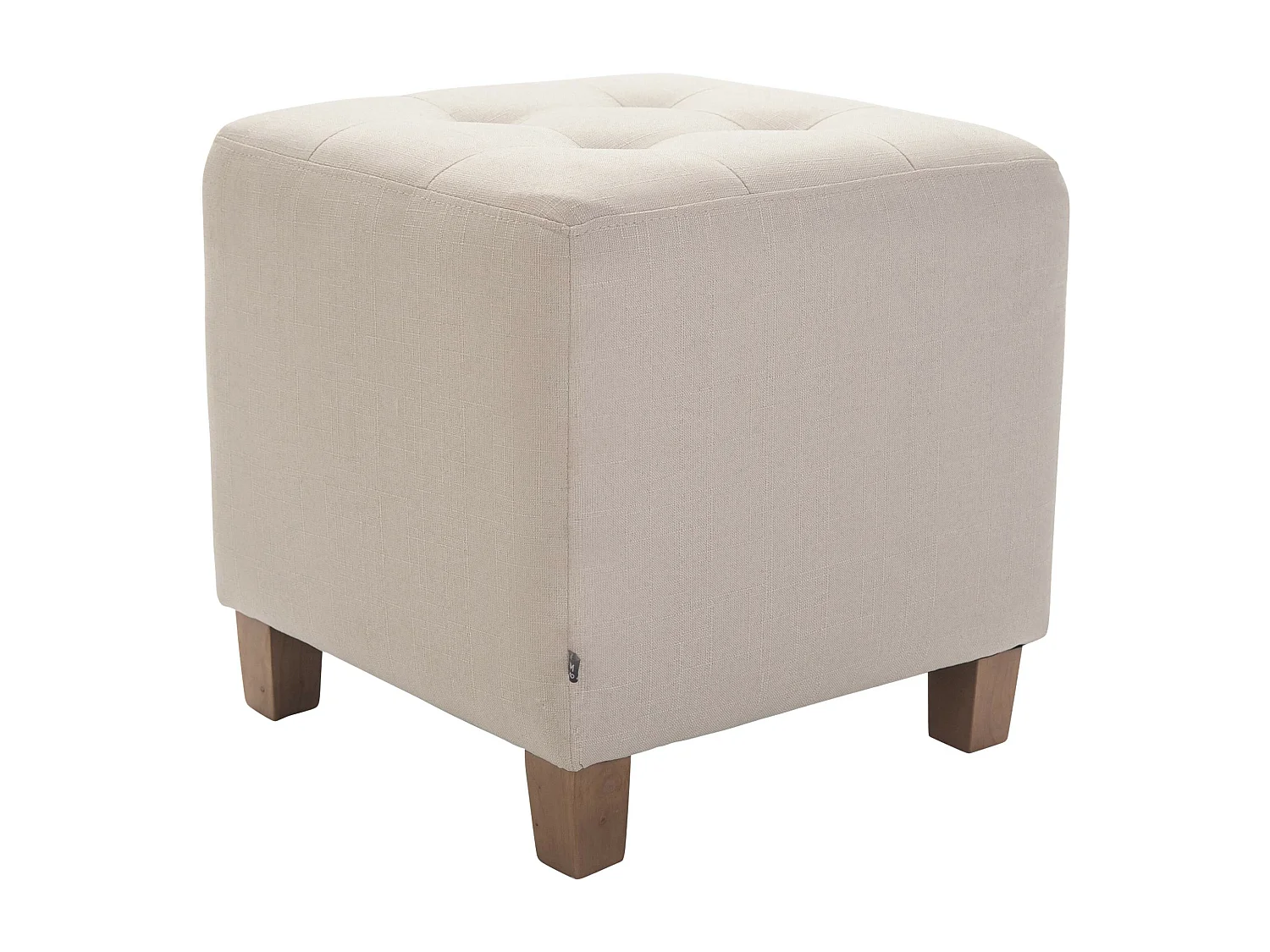 Tabouret - Tissu & Bois - Crème - Pharao