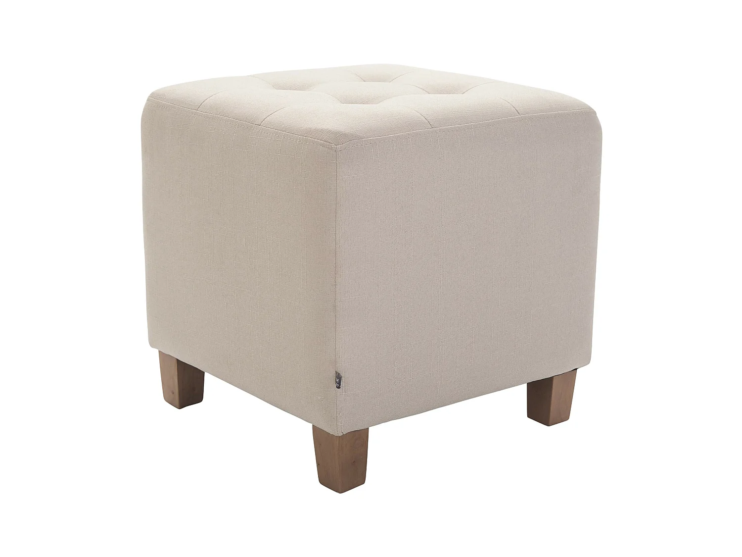Tabouret - Tissu & Bois - Crème - Pharao