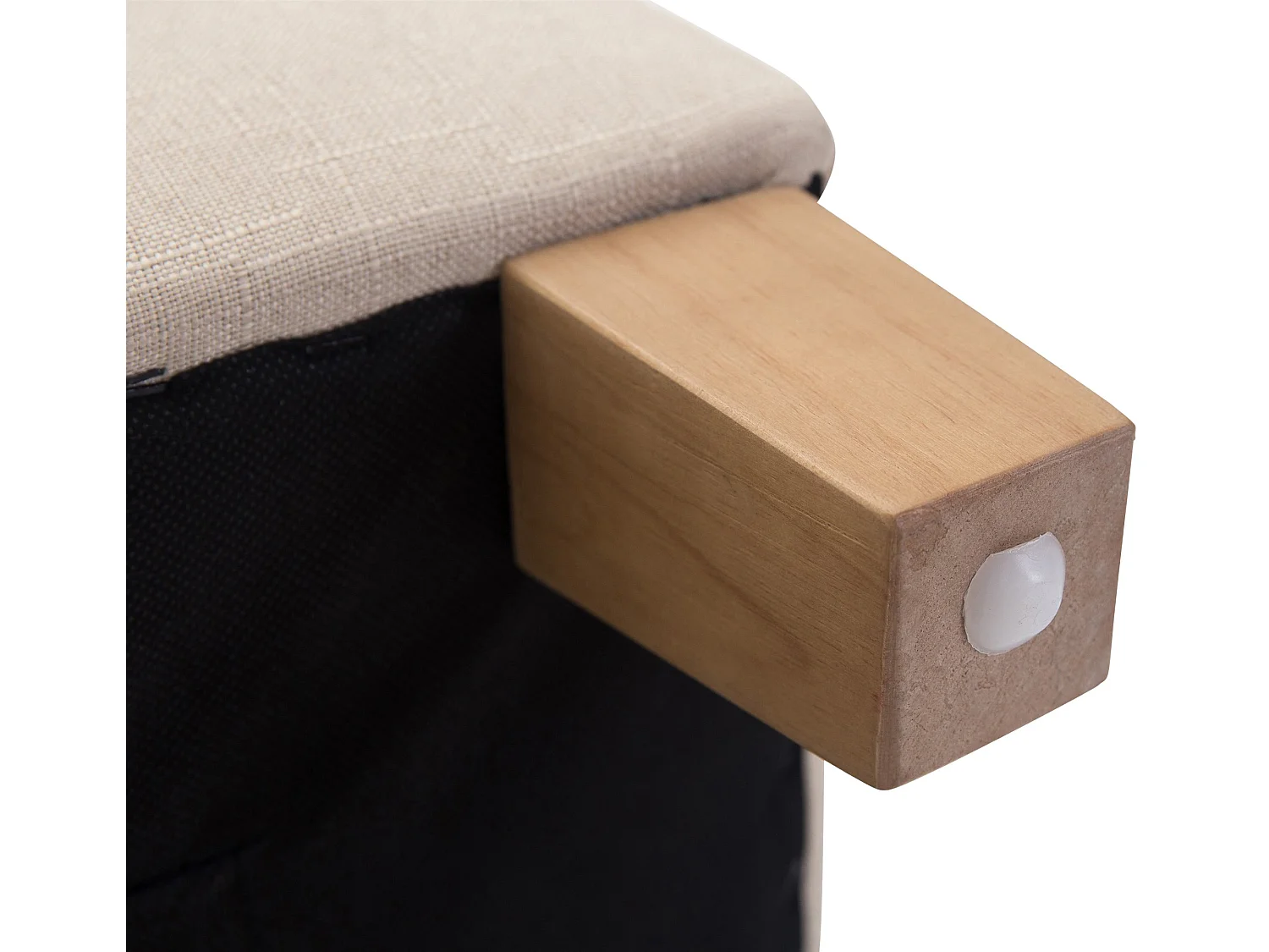 Tabouret - Tissu & Bois - Crème - Pharao