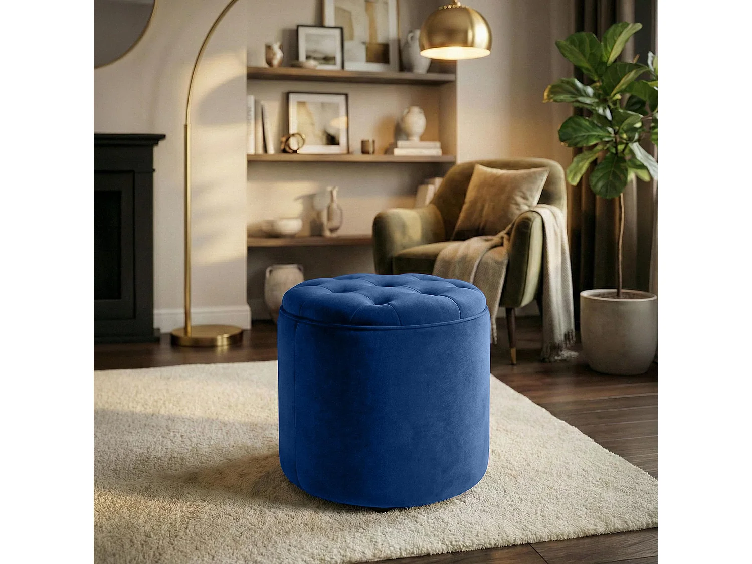 Tabouret - Velours & Nature - Bleu - Pantin