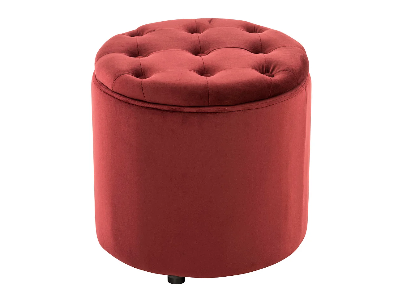 Sitzhocker - Samt & weiß - rot - Pantin