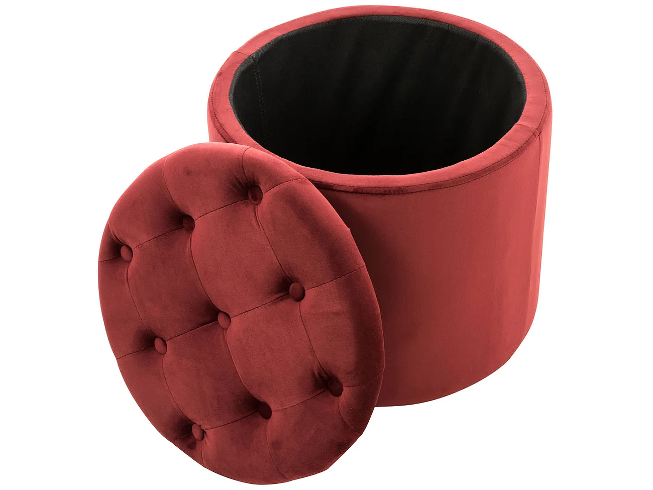 Tabouret - Velours & Blanc - Rouge - Pantin