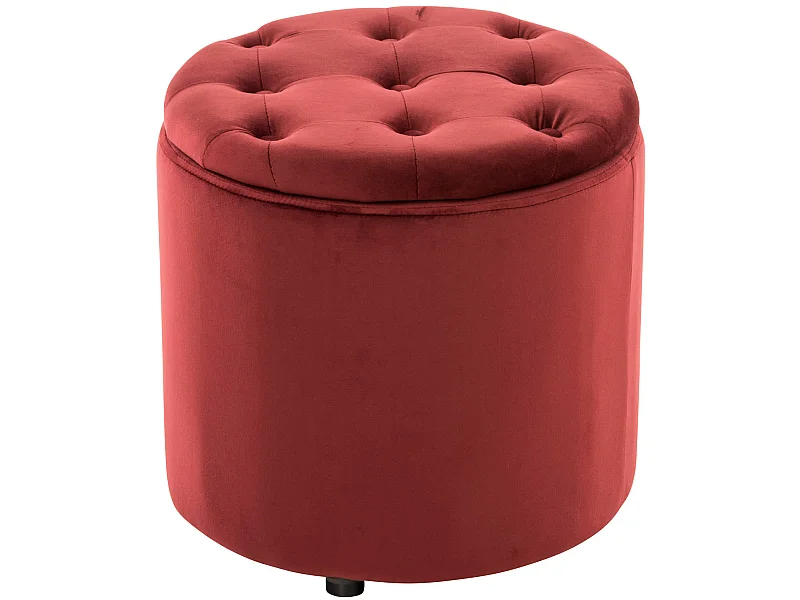 Tabouret - Velours & Blanc - Rouge - Pantin