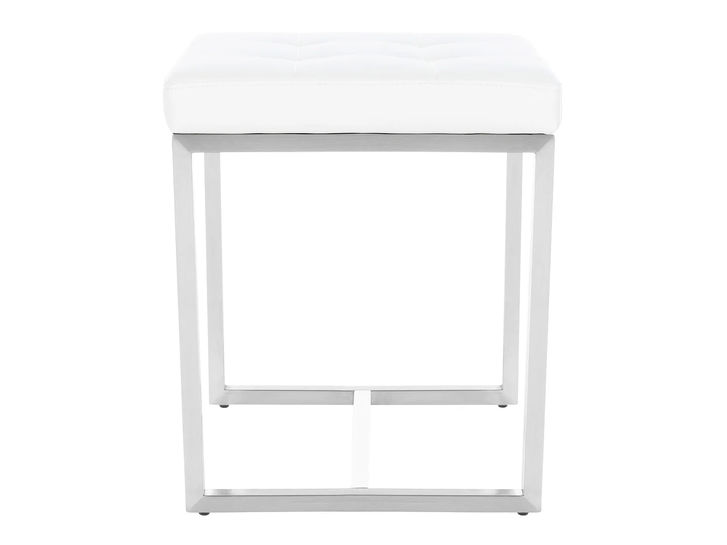 Sitzhocker - Kunstleder & Edelstahl - weiß - Barci