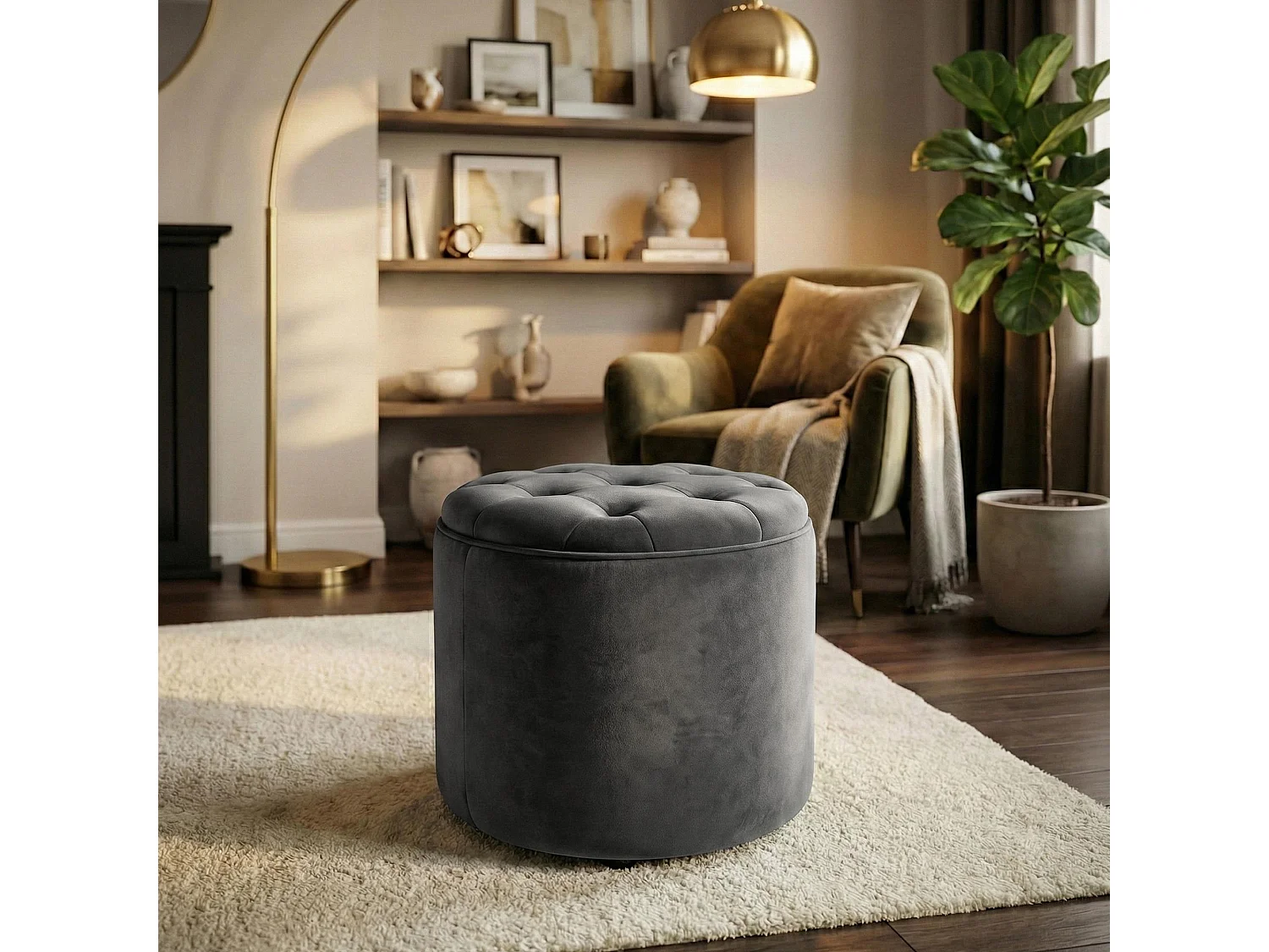 Tabouret - Velours & Nature - Gris - Pantin