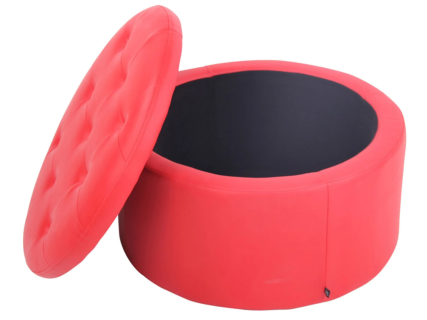 Tabouret - Similicuir & Bois - Rouge - Evora