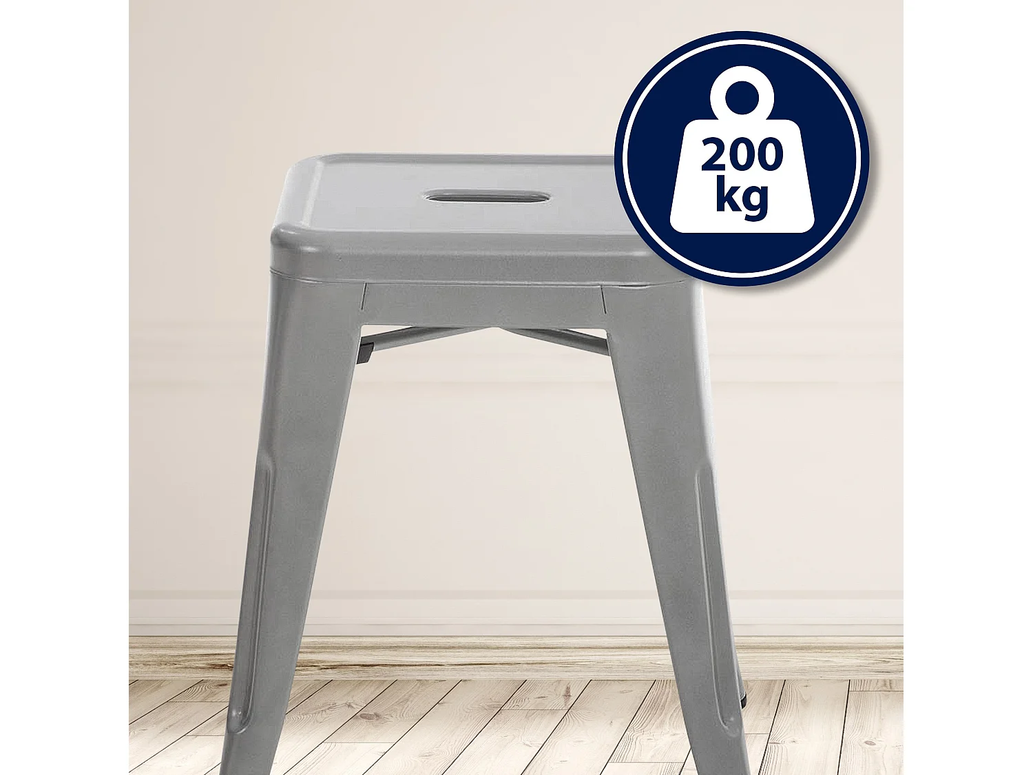 Tabouret - Métal - Argent - Armin