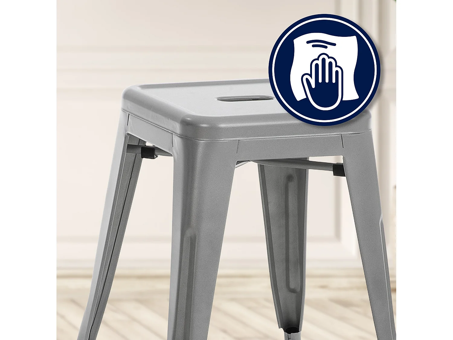 Tabouret - Métal - Argent - Armin