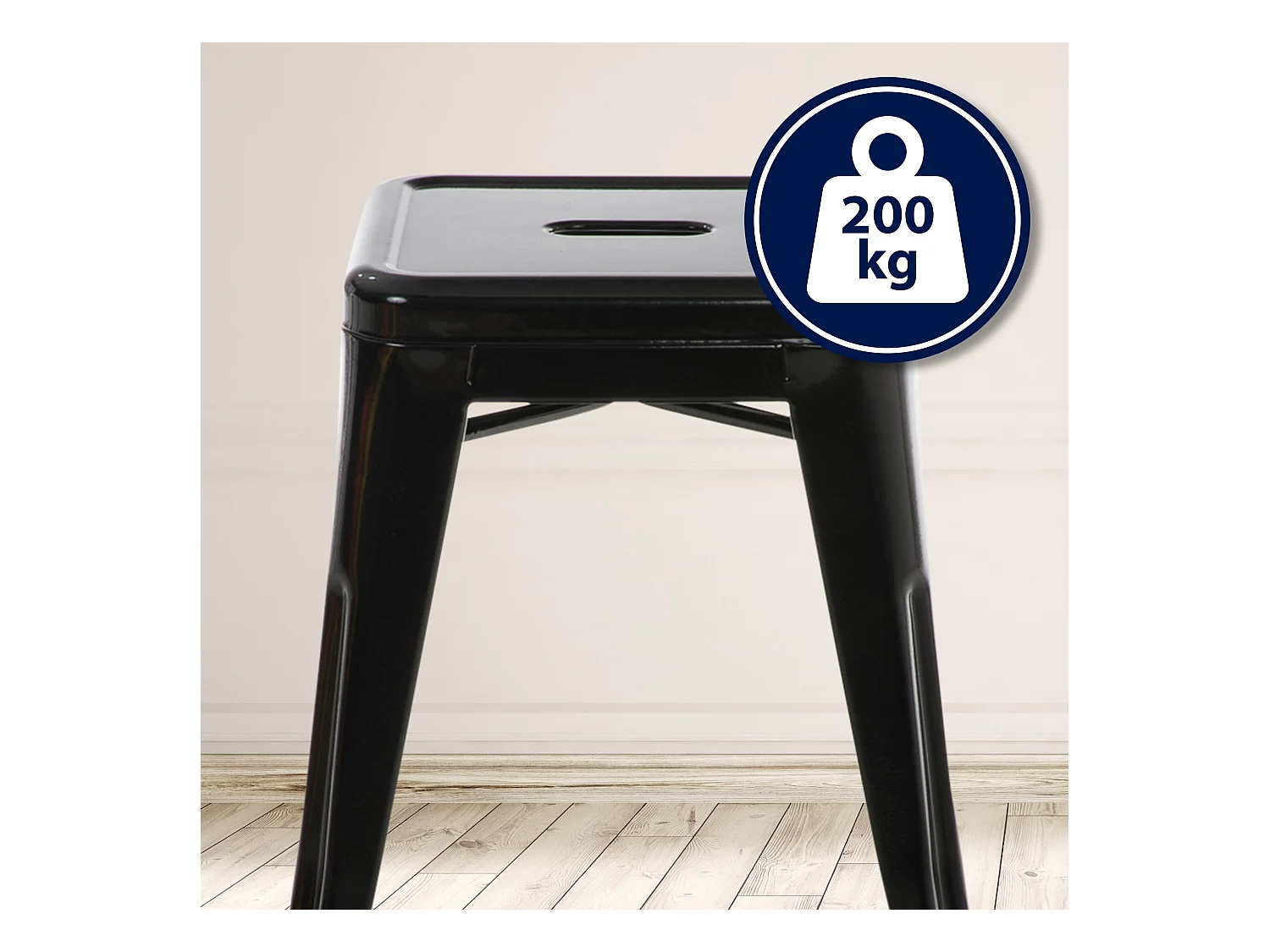 Sitzhocker - Metall - schwarz - Armin
