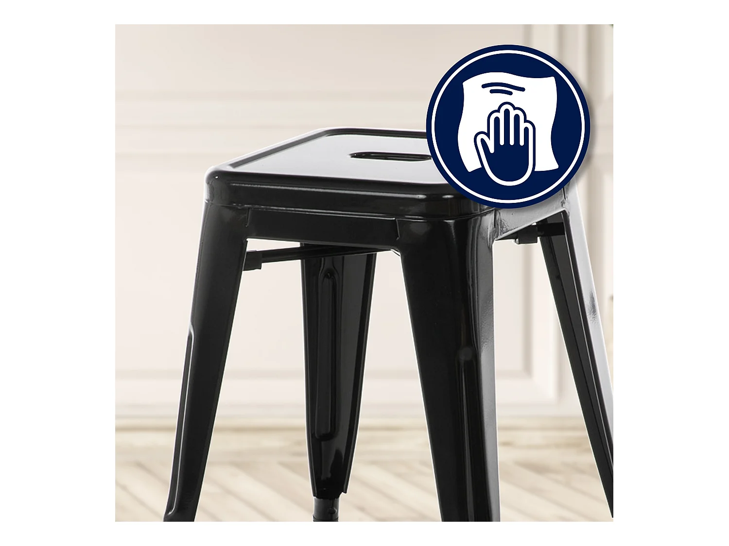 Sitzhocker - Metall - schwarz - Armin