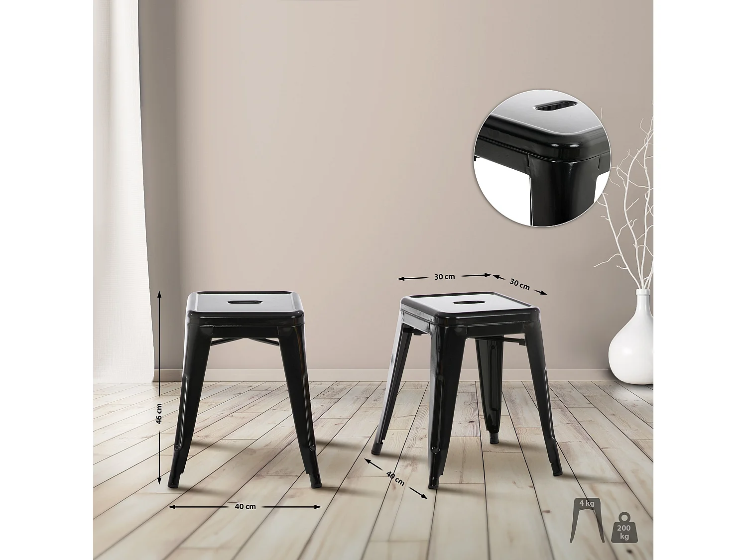 Tabouret - Métal - Noir - Armin