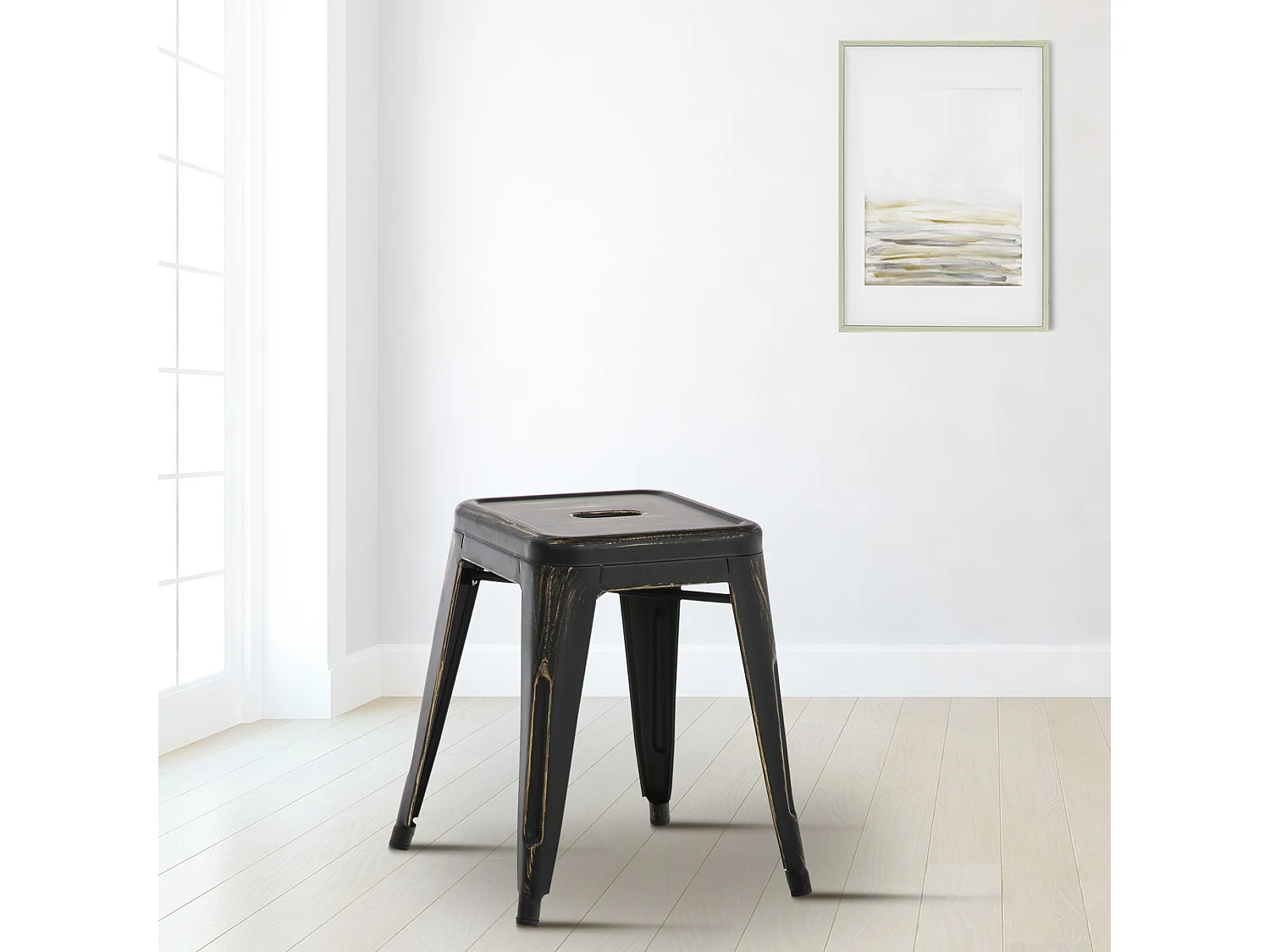 Tabouret - Métal - Noir-Or - Armin