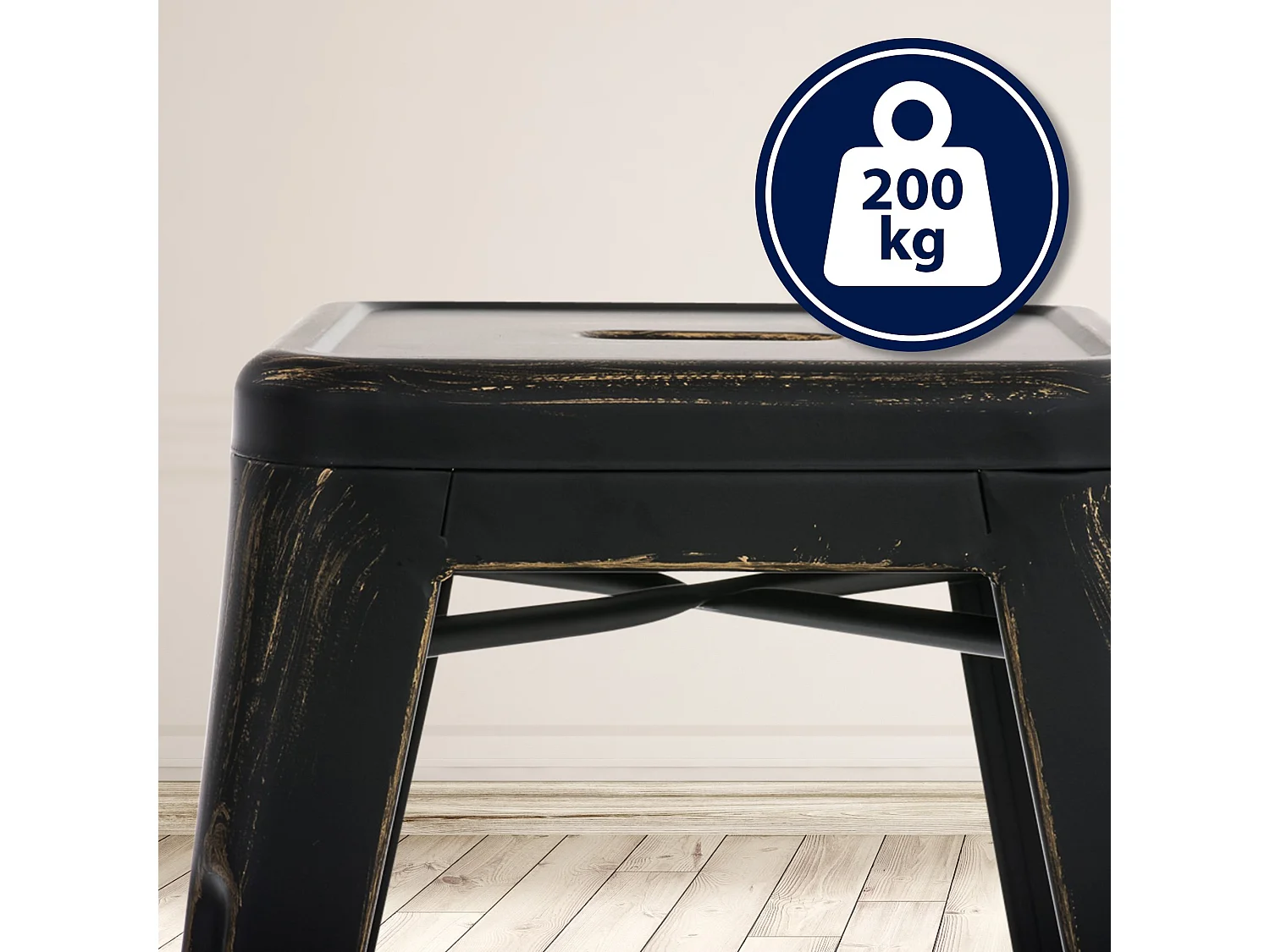 Tabouret - Métal & Acier inoxydable - Noir-Or - Armin