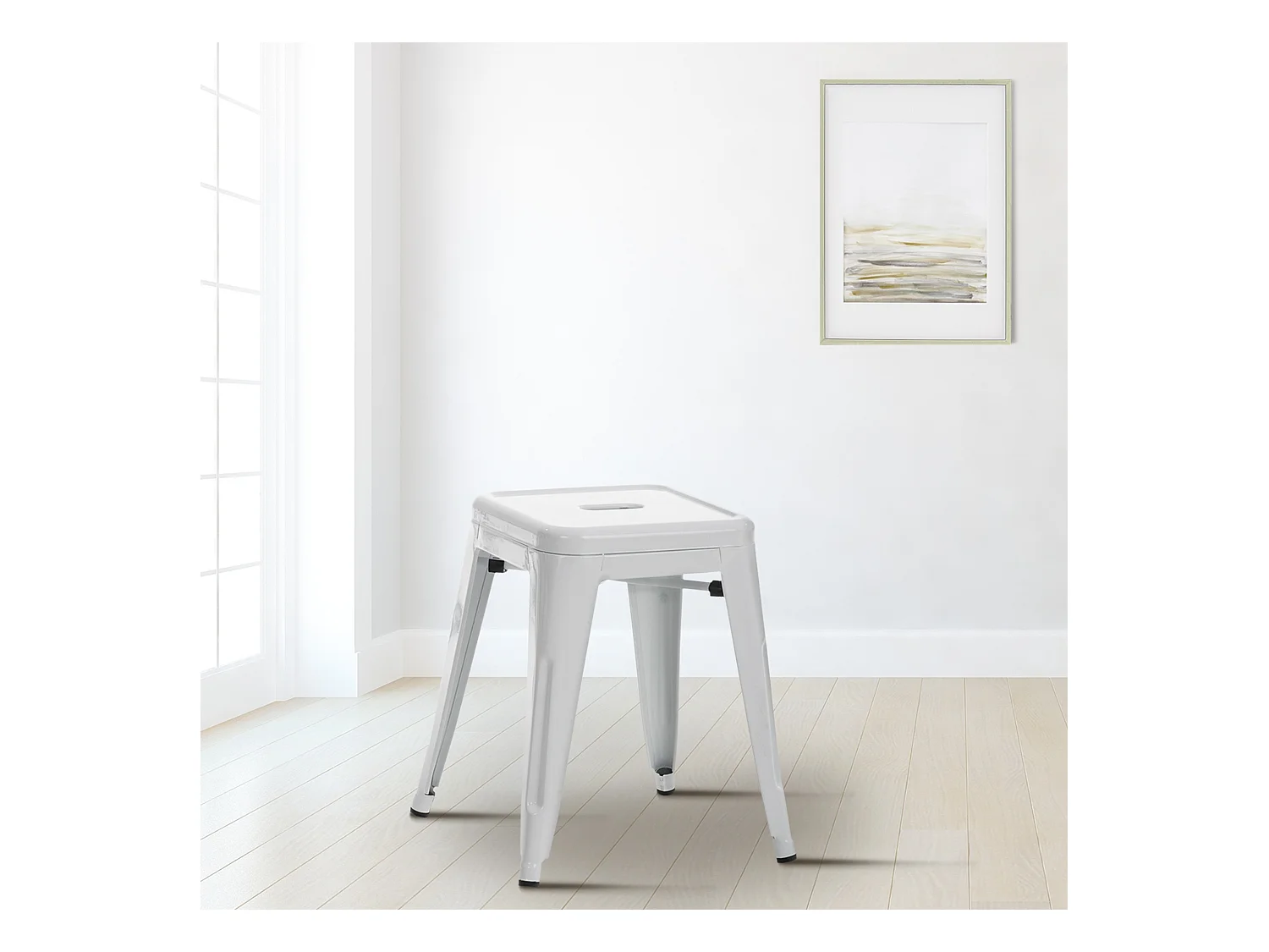 Sitzhocker - Metall - weiß - Armin