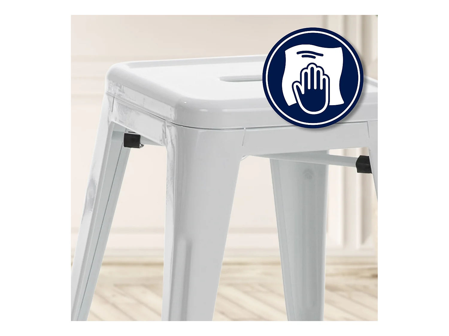 Sitzhocker - Metall - weiß - Armin