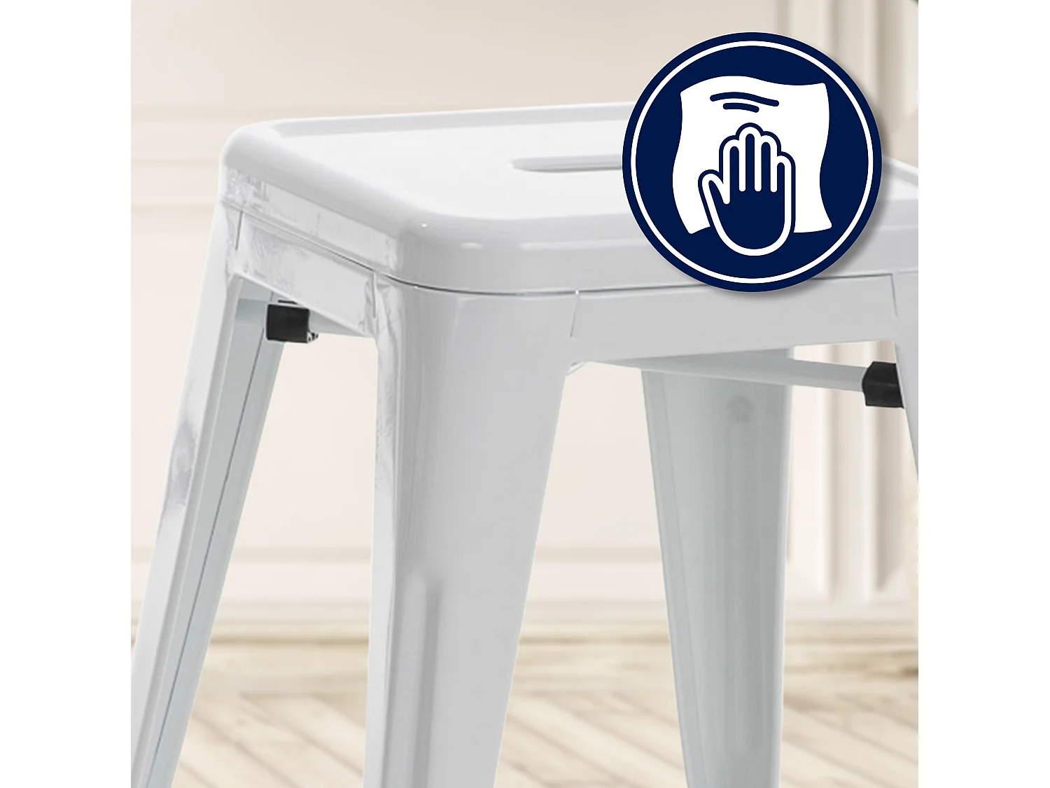 Tabouret - Métal - Blanc - Armin