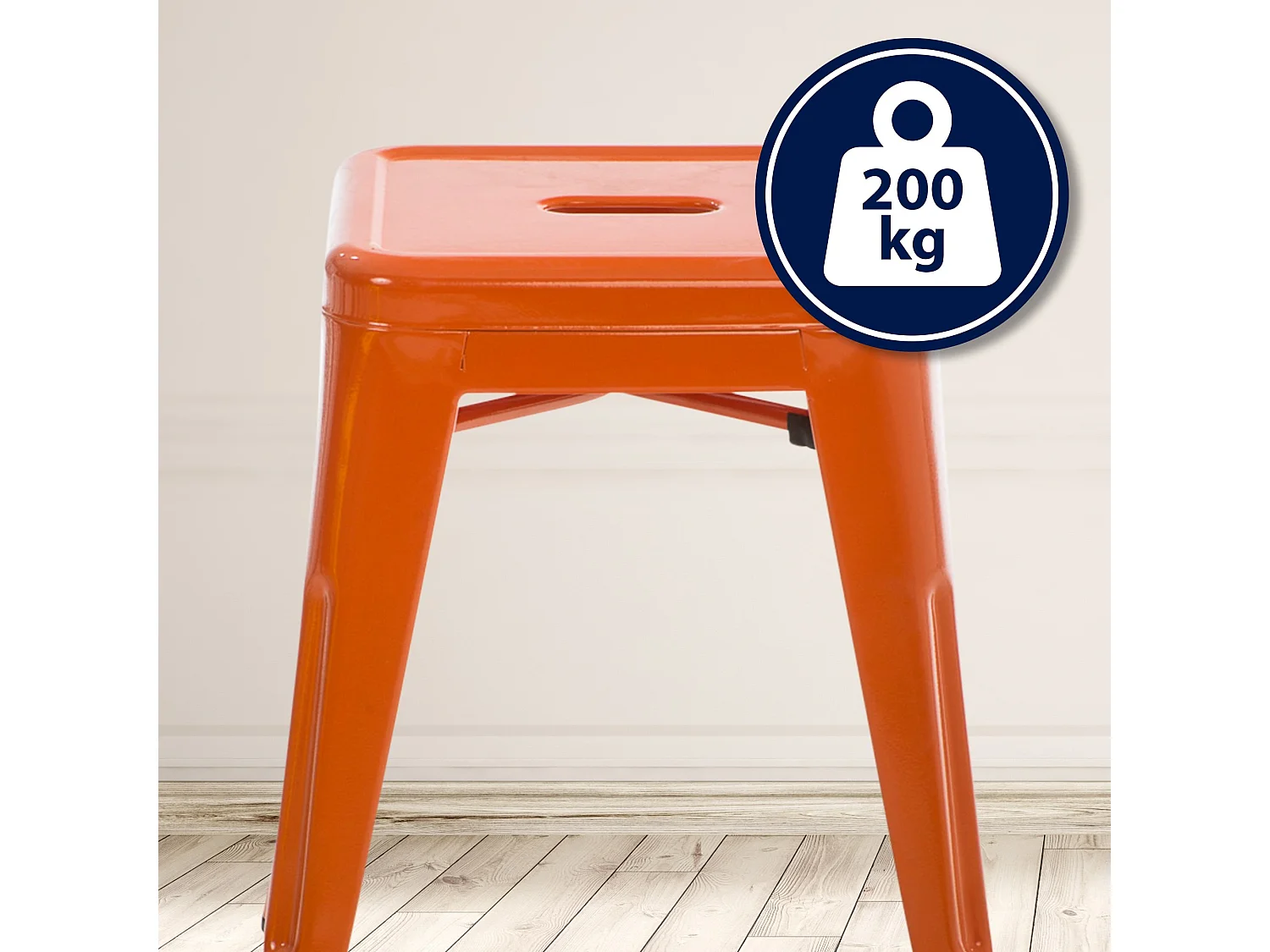 Tabouret - Métal & Acier inoxydable - Orange - Armin