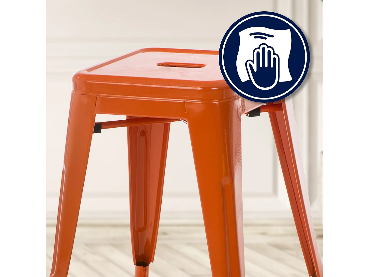 Tabouret - Métal & Acier inoxydable - Orange - Armin