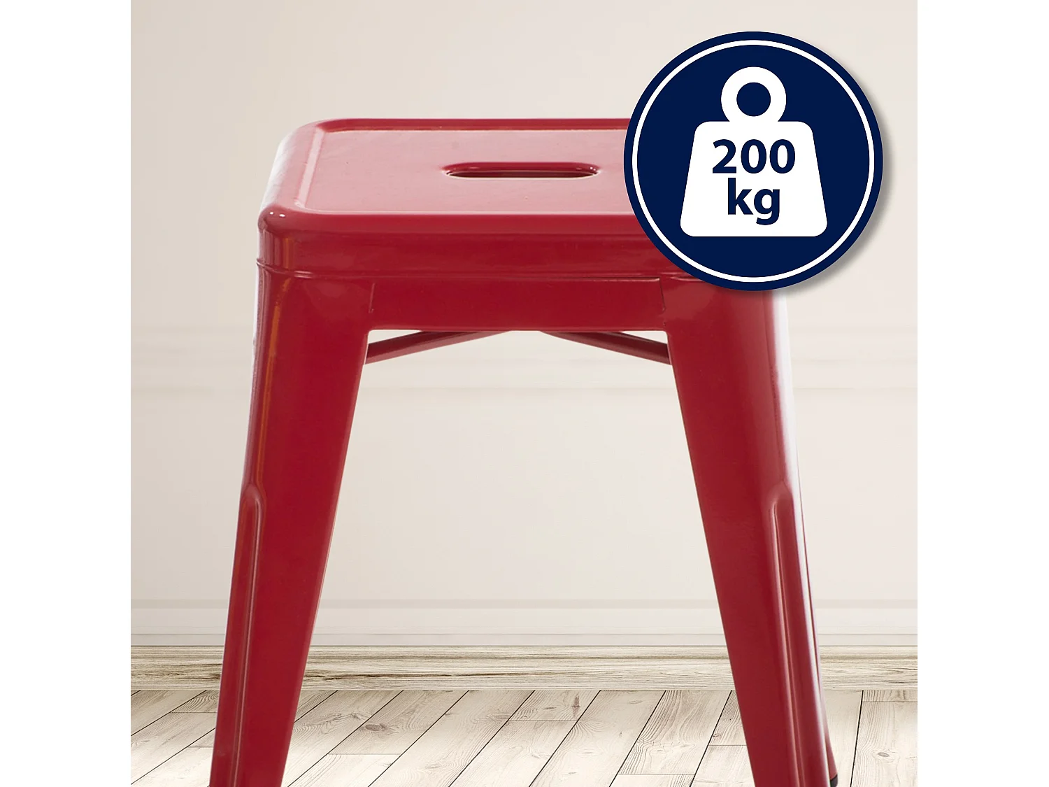 Tabouret - Métal & Acier inoxydable - Rouge - Armin