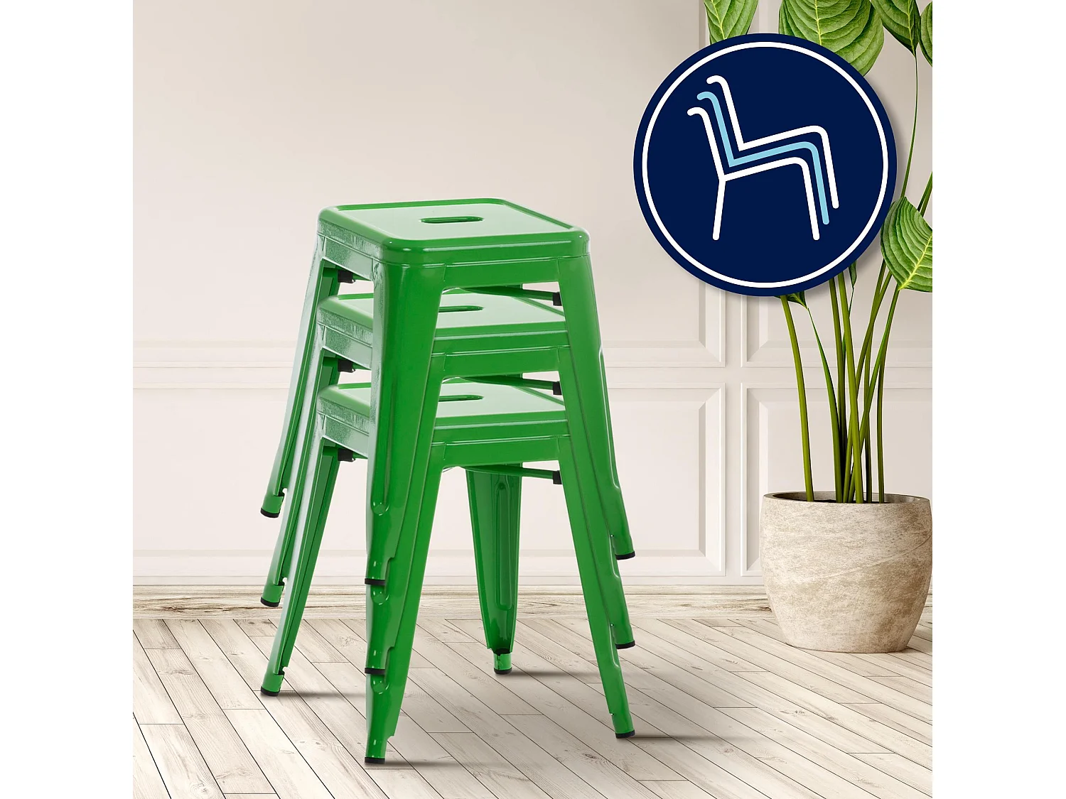 Tabouret - Métal & Acier inoxydable - Vert - Armin