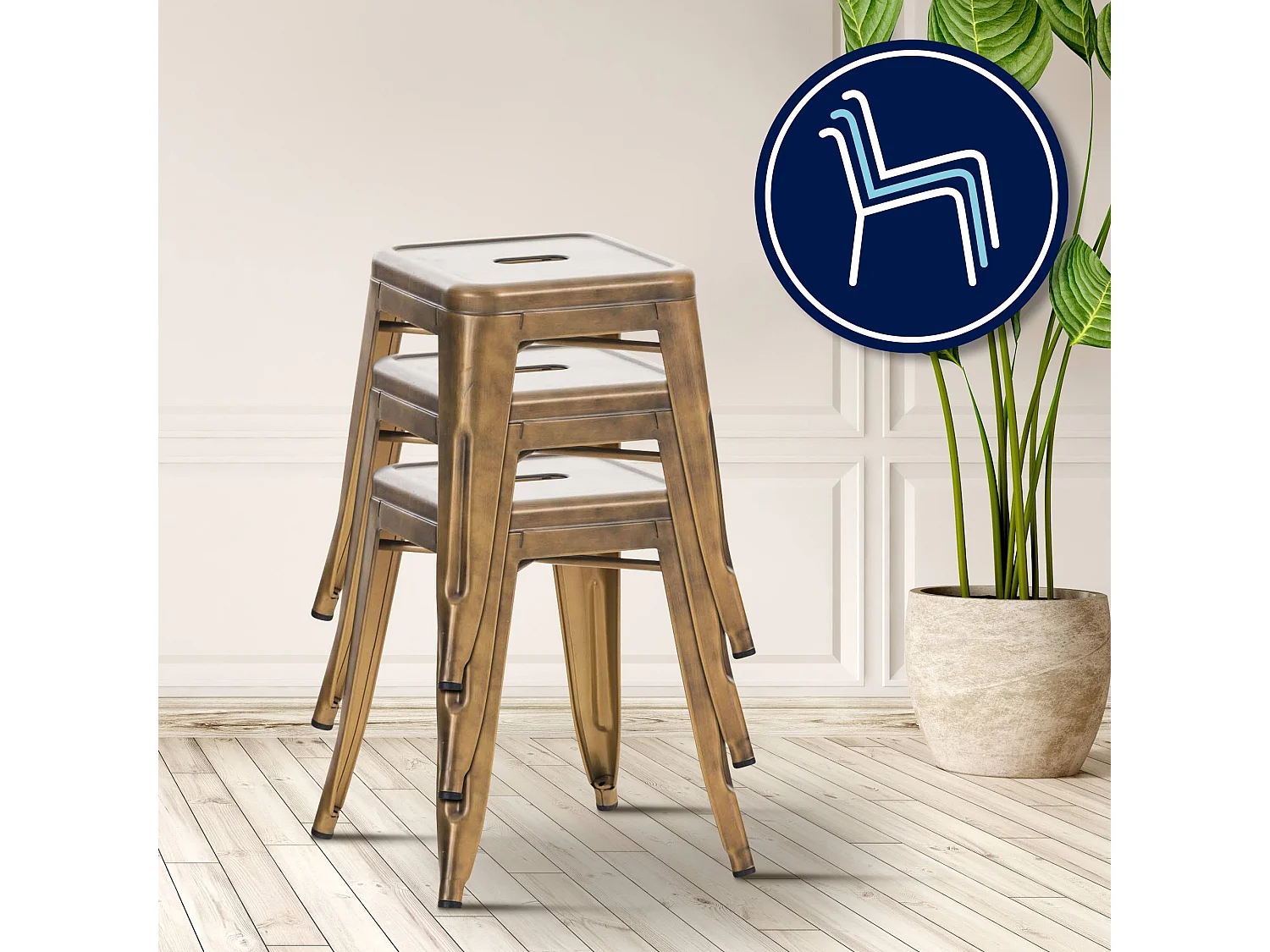 Tabouret - Métal - Or - Armin