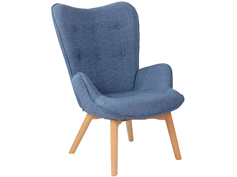 Fauteuil - Tissu & Antique clair - Bleu - Durham