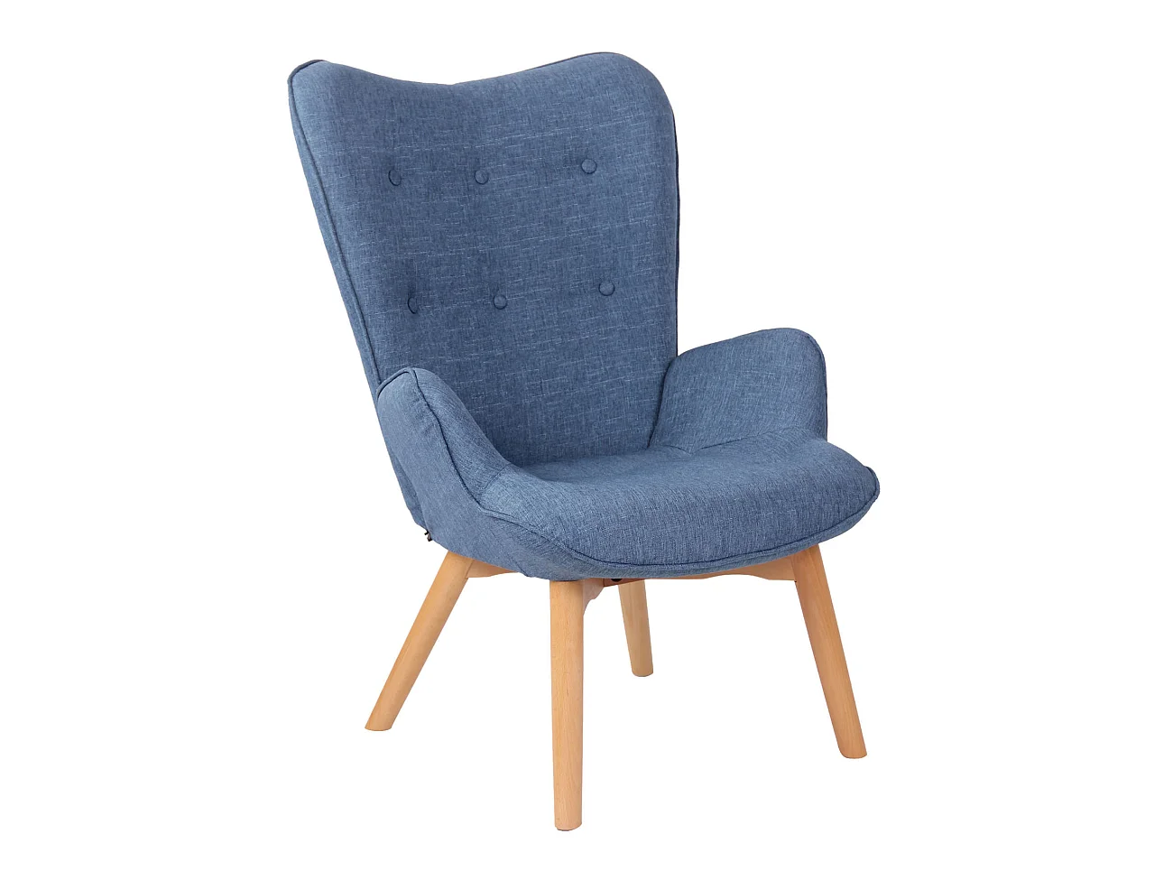 Fauteuil - Tissu & Antique clair - Bleu - Durham