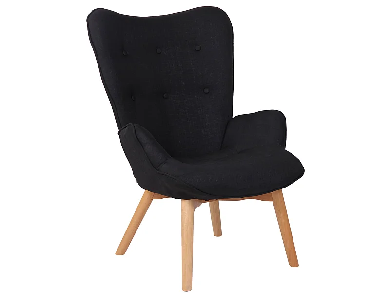 Fauteuil - Tissu & Bois - Noir - Durham