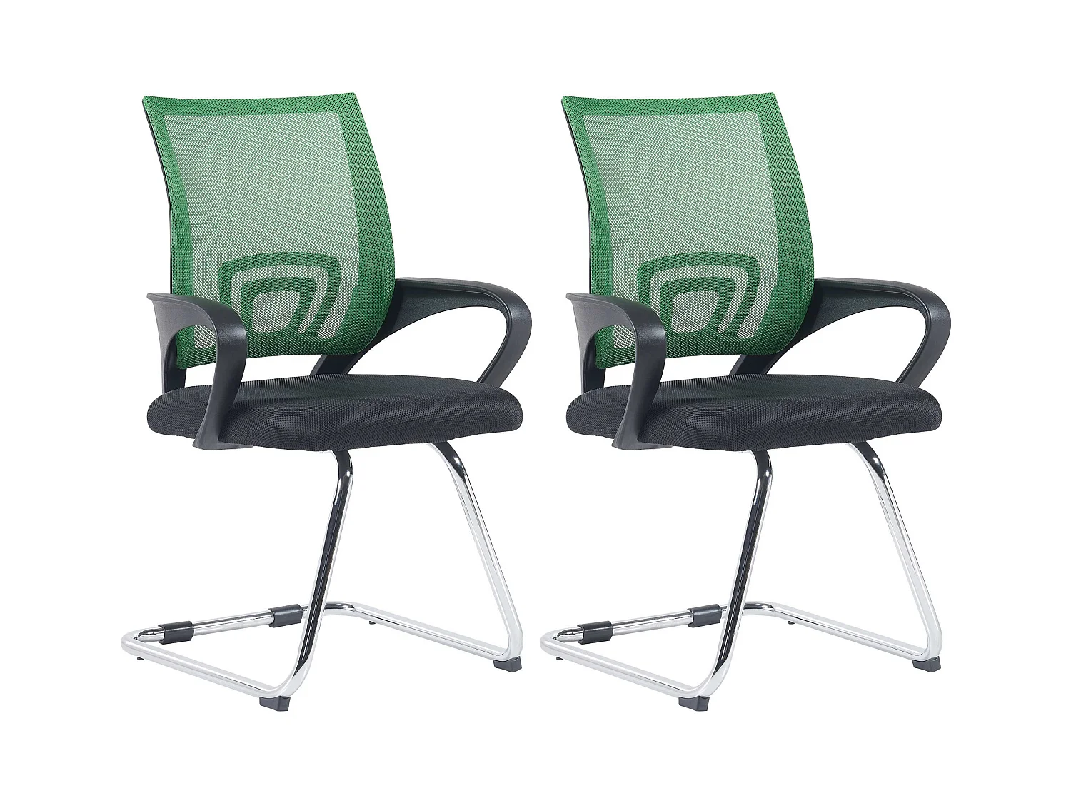 Lot de 2  chaises oscillantes - Tissu & Noir - Vert - Eureka