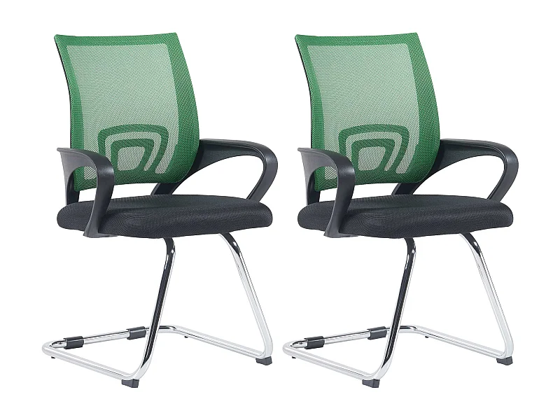 Lot de 2  chaises oscillantes - Tissu & Noir - Vert - Eureka