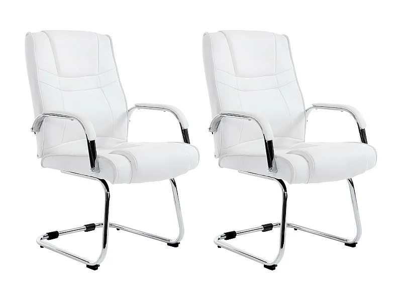 Lot de 2  chaises oscillantes - Similicuir & Nature - Blanc - Attila
